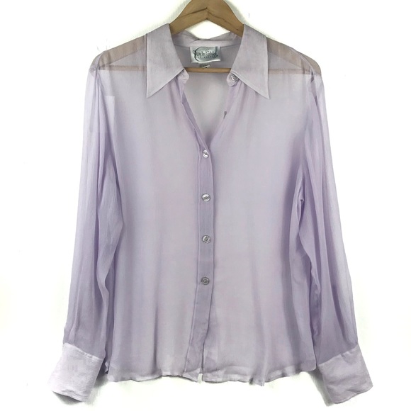 Diane Von Furstenberg Tops - Diane Von Furstenberg Silk Sheer Button Down shirt